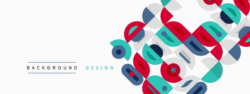 Abstract geometric pattern. Overlapping circles, squares create dynamic visua Stock Illustration