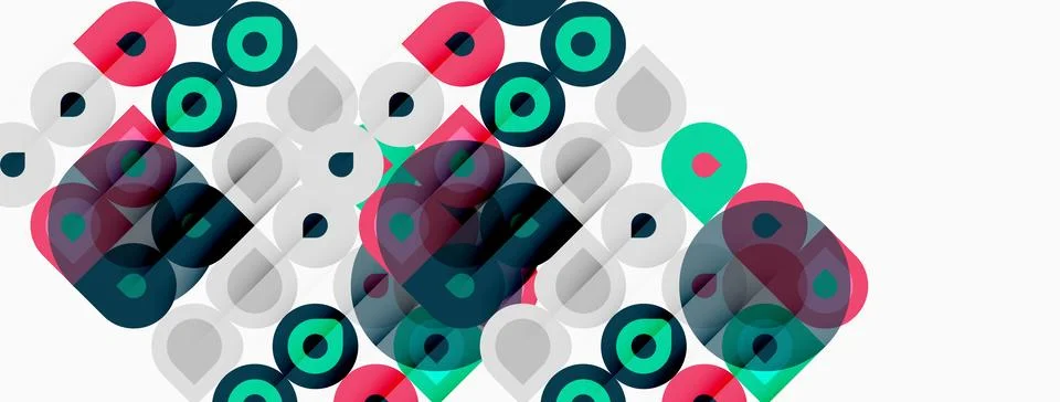 Abstract geometric pattern. Overlapping circles, squares create dynamic visua Stock Illustration