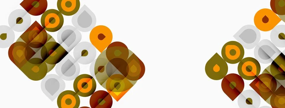 Abstract geometric pattern. Overlapping circles, squares create retro aesth.. Illustrazione stock