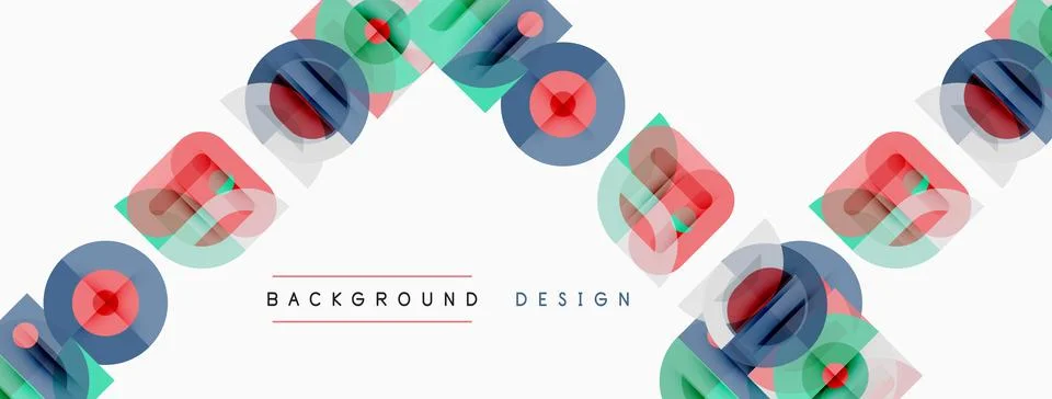 Abstract geometric pattern. Overlapping circles, squares create dynamic visua 库存插图