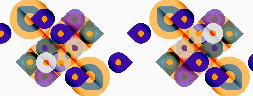 Abstract geometric pattern. Overlapping circles, squares create dynamic visua Stockillustratie