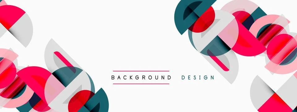 Abstract geometric pattern. Overlapping circles, squares create modern design 스톡 일러스트