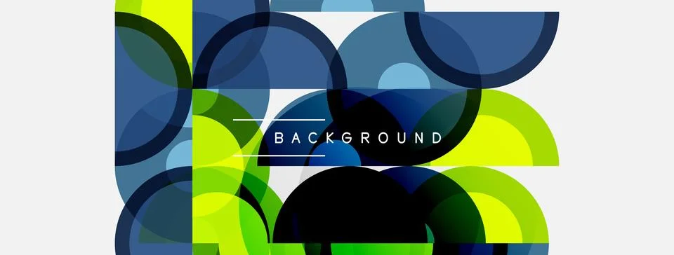 Abstract geometric pattern. Overlapping circles, rectangles create vibrant Illustrazione stock