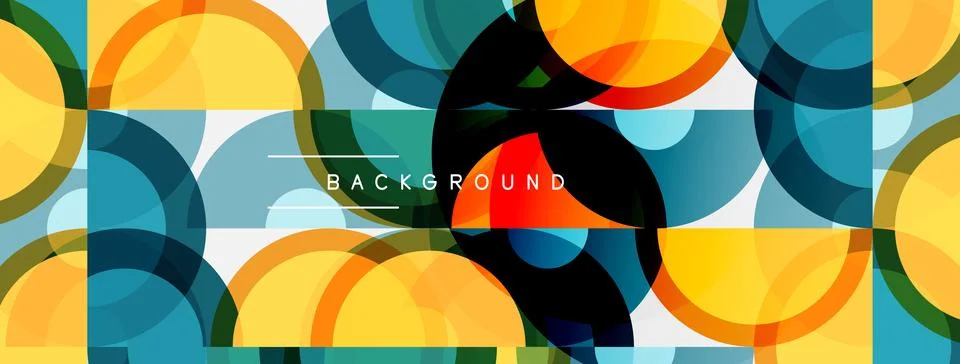 Abstract geometric pattern. Overlapping circles, squares create vibrant col.. Stock Illustration