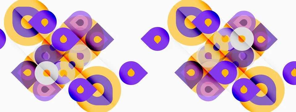 Abstract geometric pattern. Overlapping circles, squares create vibrant visua Stockillustratie