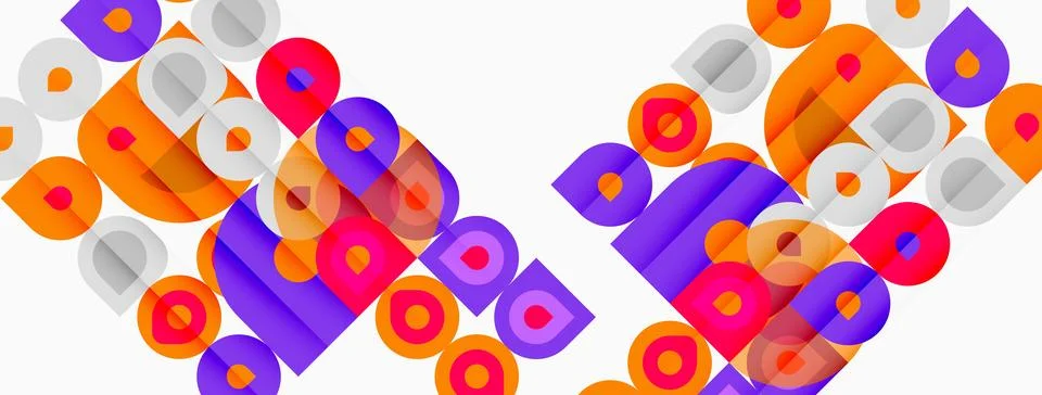 Abstract geometric pattern. Overlapping circles, squares create vibrant, 스톡 일러스트