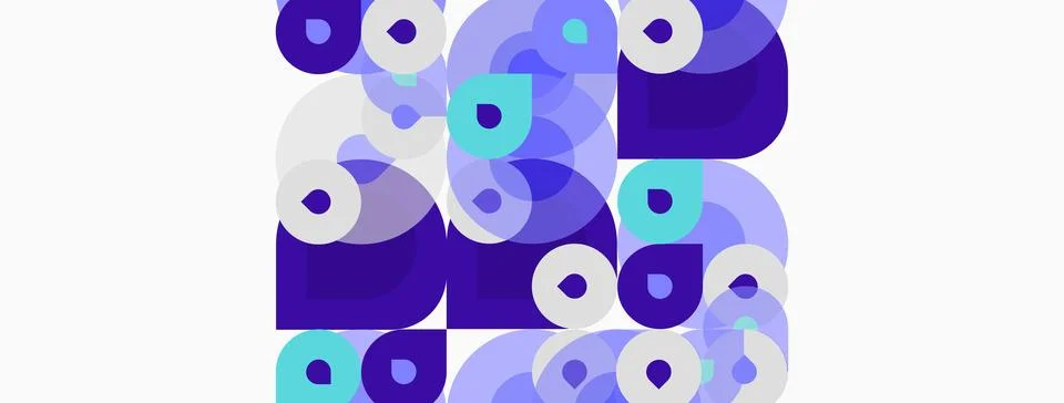 Abstract geometric pattern. Overlapping circles, squares create vibrant visua Stock Illustration