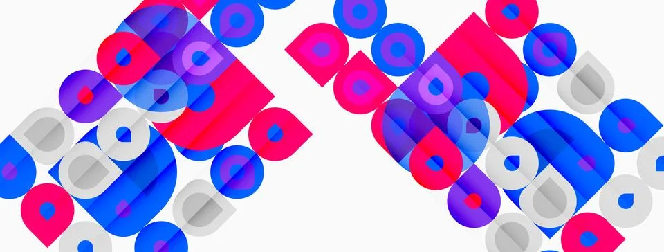 Abstract geometric pattern. Overlapping circles, squares create dynamic visua Stock Illustration