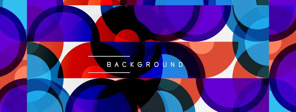 Abstract geometric pattern. Overlapping circles create vibrant color blocks. Stock Illustration