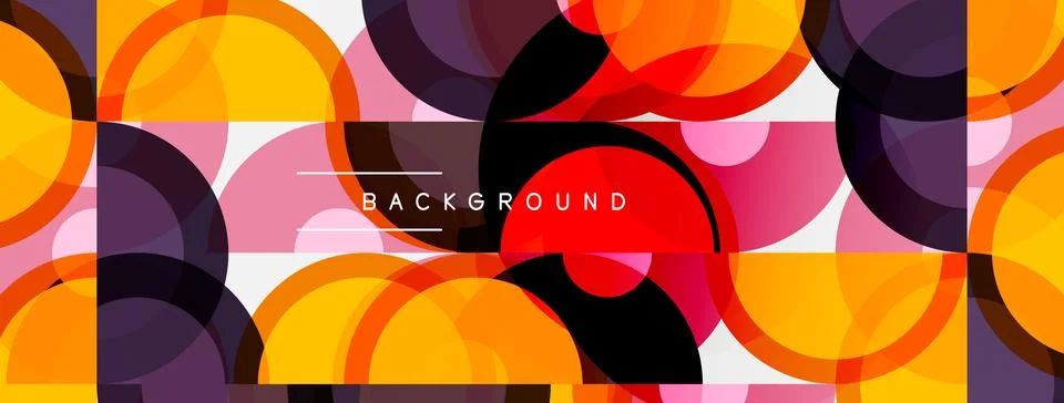 Abstract geometric pattern. Overlapping circles, squares create vibrant col.. イラスト素材