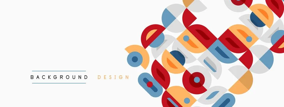 Abstract geometric pattern. Overlapping circles, squares, rectangles create Stockillustratie
