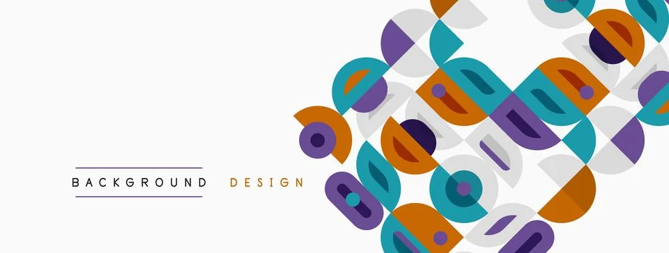 Abstract geometric pattern. Overlapping circles, squares create dynamic visua Stock Illustration
