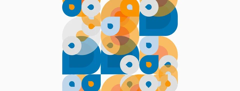 Abstract geometric pattern. Overlapping circles, squares create vibrant visua Stock Illustration