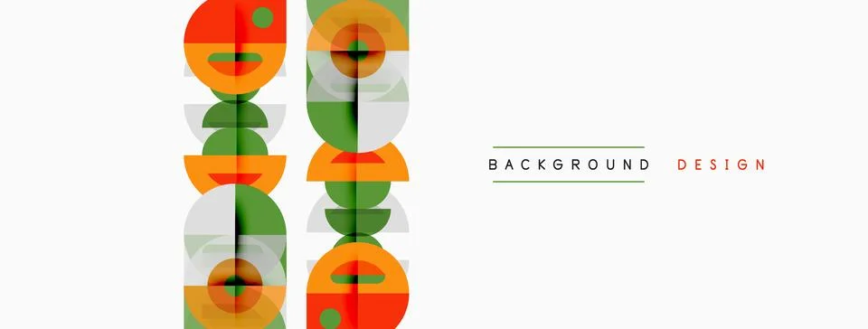 Abstract geometric pattern. Overlapping circles, rectangles create vertical Illustrazione stock