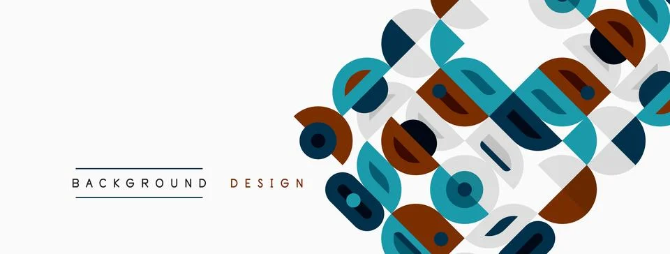 Abstract geometric pattern. Overlapping circles, squares create modern design Stock Illustration