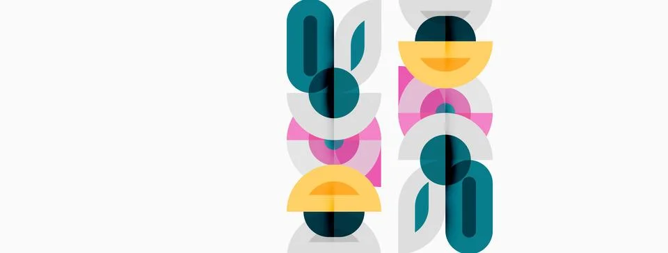 Abstract geometric pattern. Overlapping circles, semicircles create repeating Stock Illustration