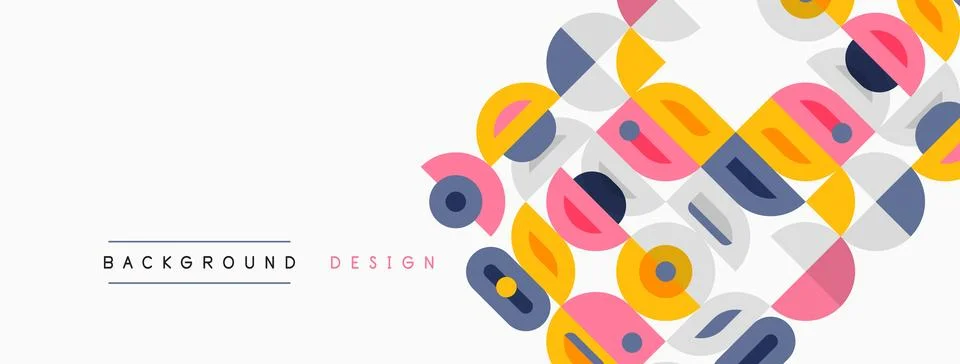 Abstract geometric pattern. Overlapping circles, squares create dynamic visua 스톡 일러스트