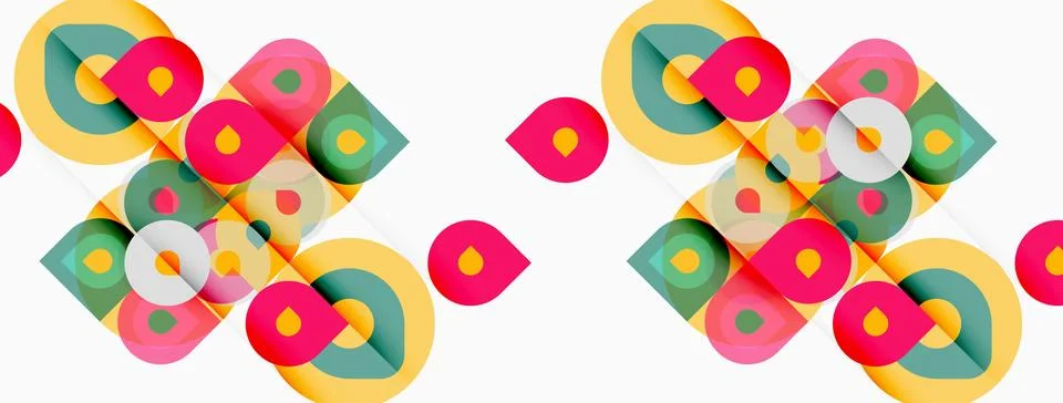 Abstract geometric pattern. Overlapping circles, squares create vibrant, Stockillustratie
