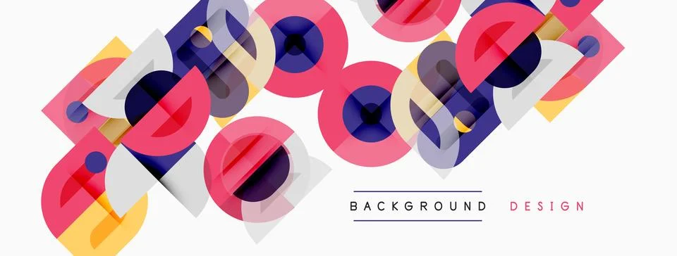 Abstract geometric pattern. Overlapping circles, squares create colorful de.. Stock Illustration