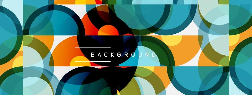 Abstract geometric pattern. Overlapping circles create vibrant color blocks. Stockillustratie