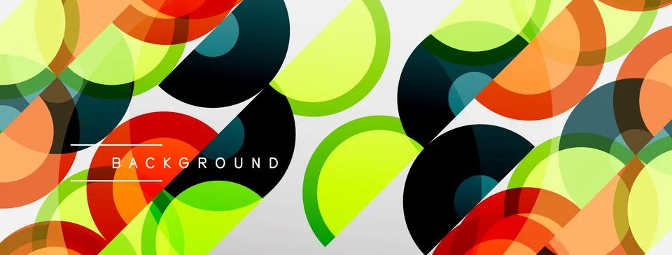Abstract geometric pattern. Overlapping circles, vibrant colors, modern desig 스톡 일러스트