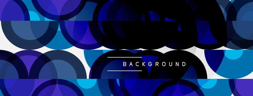 Abstract geometric pattern. Overlapping circles, squares create dynamic blue Stock Illustration