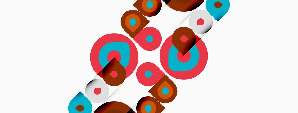 Abstract geometric pattern. Overlapping circles, brown, red, teal colors Illustrazione stock