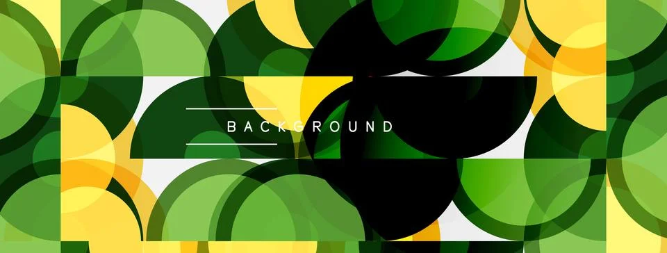 Abstract geometric pattern. Overlapping circles create vibrant green, yellow 스톡 일러스트