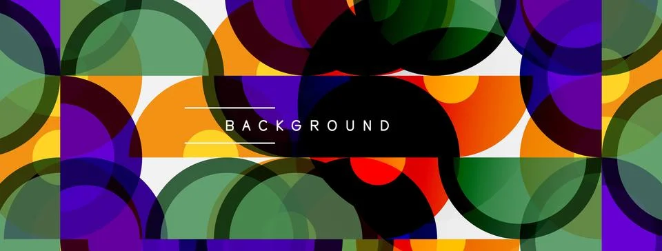 Abstract geometric pattern. Overlapping circles create vibrant color blocks, Stock Illustration