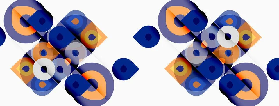 Abstract geometric pattern. Overlapping circles, squares create dynamic visua Stock Illustration
