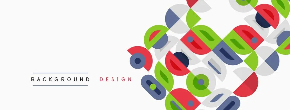 Abstract geometric pattern. Overlapping circles, squares create dynamic visua Illustrazione stock