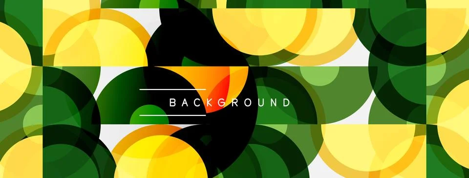 Abstract geometric pattern. Overlapping circles create vibrant green, yellow Stock Illustration