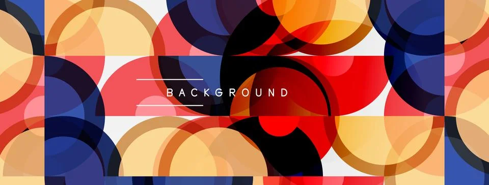 Abstract geometric pattern. Overlapping circles create vibrant color blocks. 스톡 일러스트