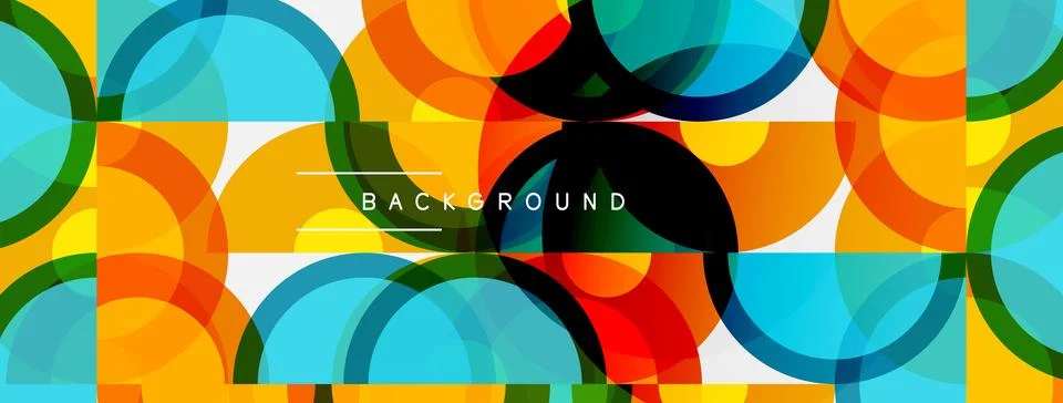 Abstract geometric pattern. Overlapping circles, squares create vibrant col.. 스톡 일러스트