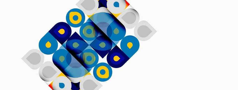 Abstract geometric pattern. Overlapping circles, squares, rectangles create イラスト素材
