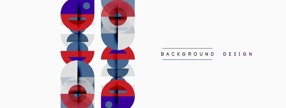 Abstract geometric pattern. Overlapping circles, squares create modern visual Illustrazione stock