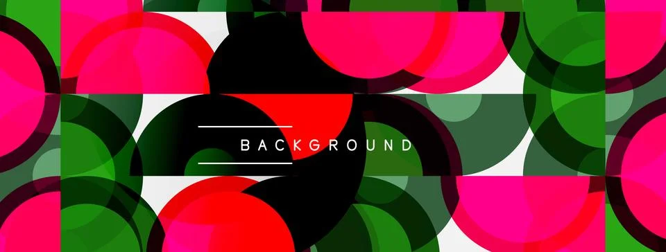 Abstract geometric pattern. Overlapping circles, vibrant colors, modern desig Stock Illustration