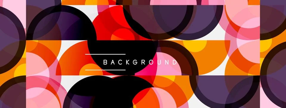 Abstract geometric pattern. Overlapping circles create vibrant color blocks. Stock Illustration