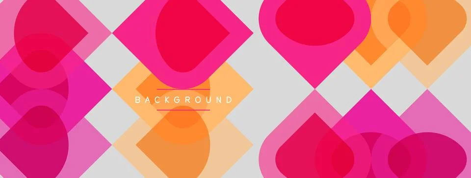 Abstract geometric pattern. Overlapping circles, squares create vibrant visua Stockillustratie