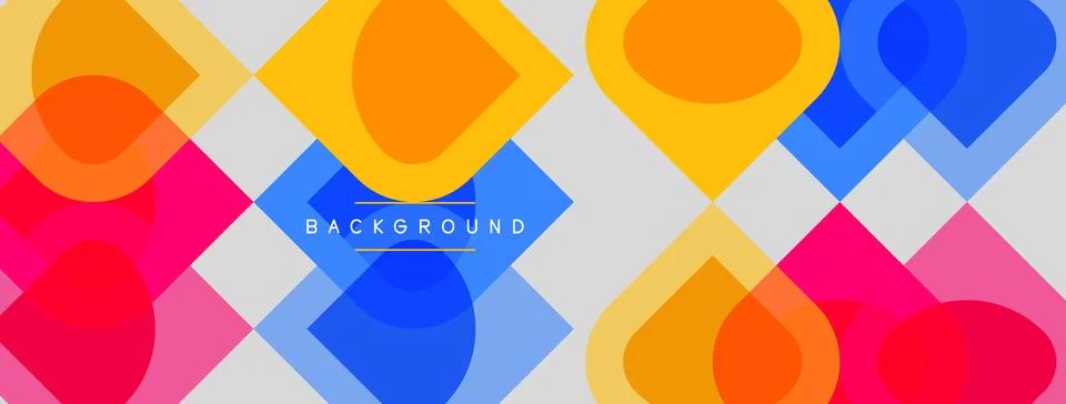 Abstract geometric pattern. Overlapping circles, squares create vibrant col.. Stock Illustration