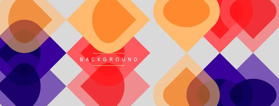 Abstract geometric pattern. Overlapping circles, squares create vibrant col.. Illustrazione stock