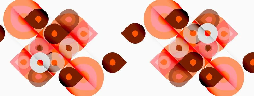 Abstract geometric pattern. Overlapping circles, squares create repeating d.. Stock Illustration