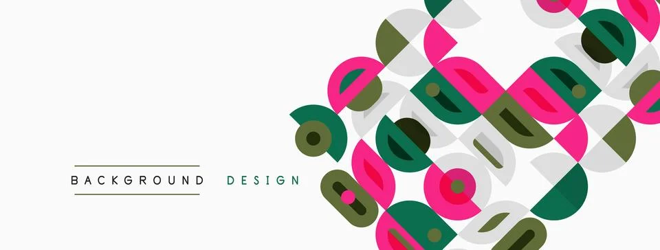 Abstract geometric pattern. Overlapping circles, squares create dynamic visua Stock Illustration