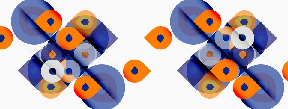 Abstract geometric pattern. Overlapping circles, squares create dynamic visua 스톡 일러스트