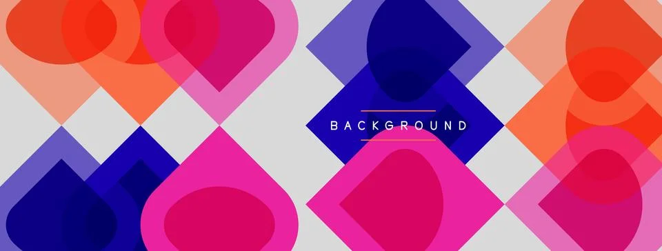 Abstract geometric pattern. Overlapping circles, squares create vibrant col.. Stockillustratie