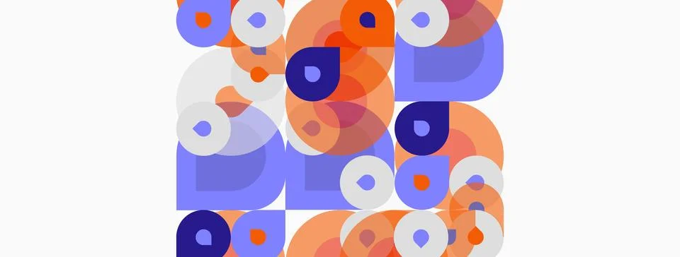 Abstract geometric pattern. Overlapping circles, squares create vibrant Stock Illustration