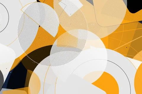 Abstract Geometric Pattern with Overlapping Circles and Dotted Textures Stock Illustration
