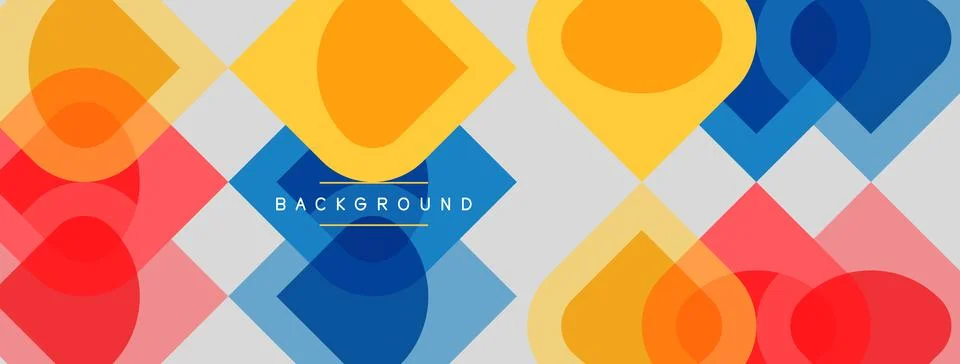 Abstract geometric pattern. Overlapping circles, squares create vibrant col.. Stock Illustration