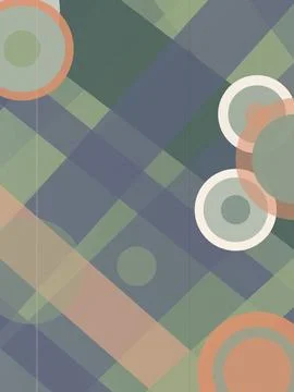 Abstract geometric pattern with overlapping circles and squares in muted bl.. Stock Illustration