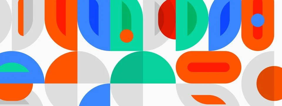 Abstract geometric pattern. Overlapping colorful shapes create playful, moder Illustrazione stock